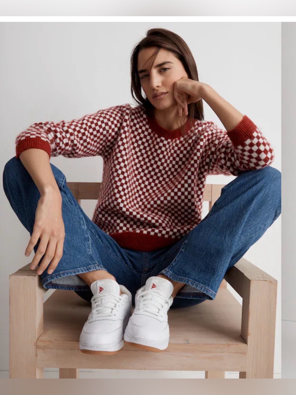 Madewell Checkerboard Jacquard Pullover Sweater